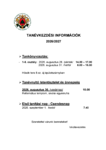 tanévkezdési információk20260817